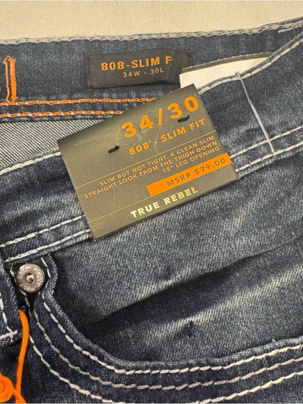 True Religion Men's Dark Wash Slim Straight Jeans